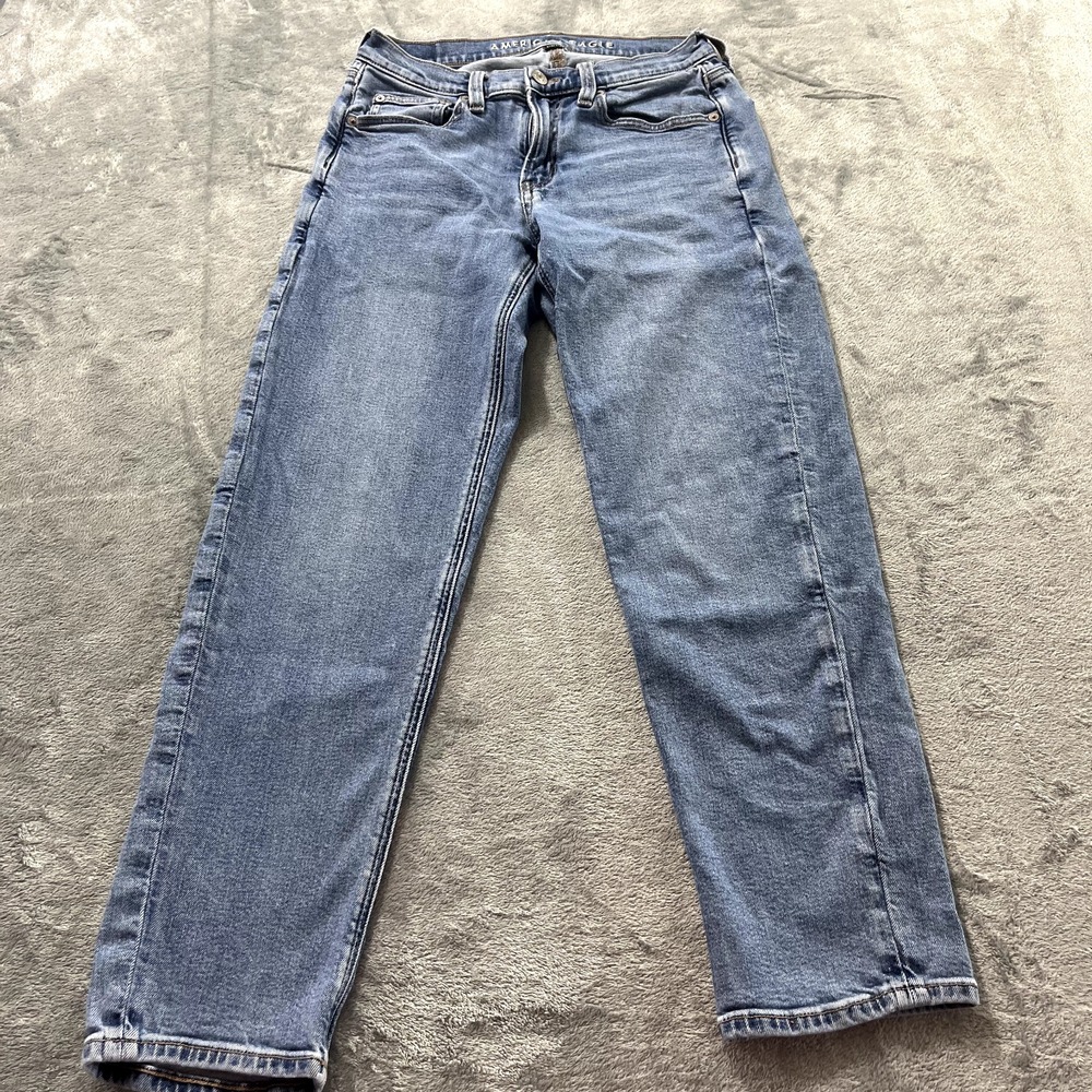 American Eagle Womens 90s Straight Stretch Jeans Size 2 Short Light Wash Blue